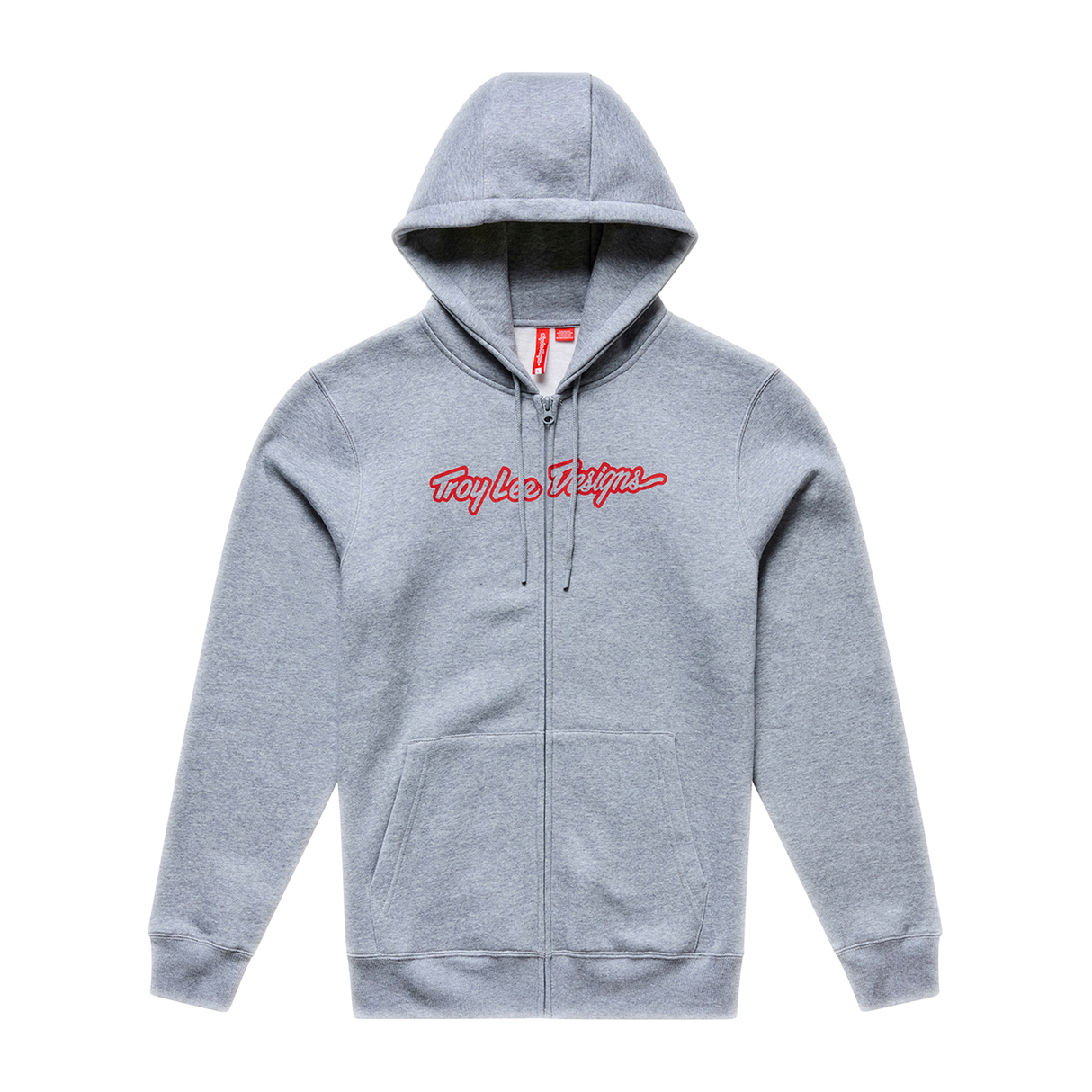 Troy Lee Designs Zip-Hoodie Signature Grau meliert/Rot