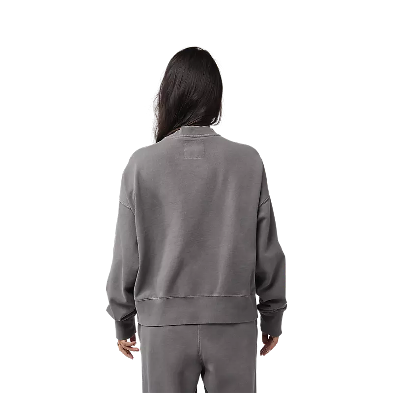 Fox Racing Women's Wordmark Oversized Fleece Crew Pewter