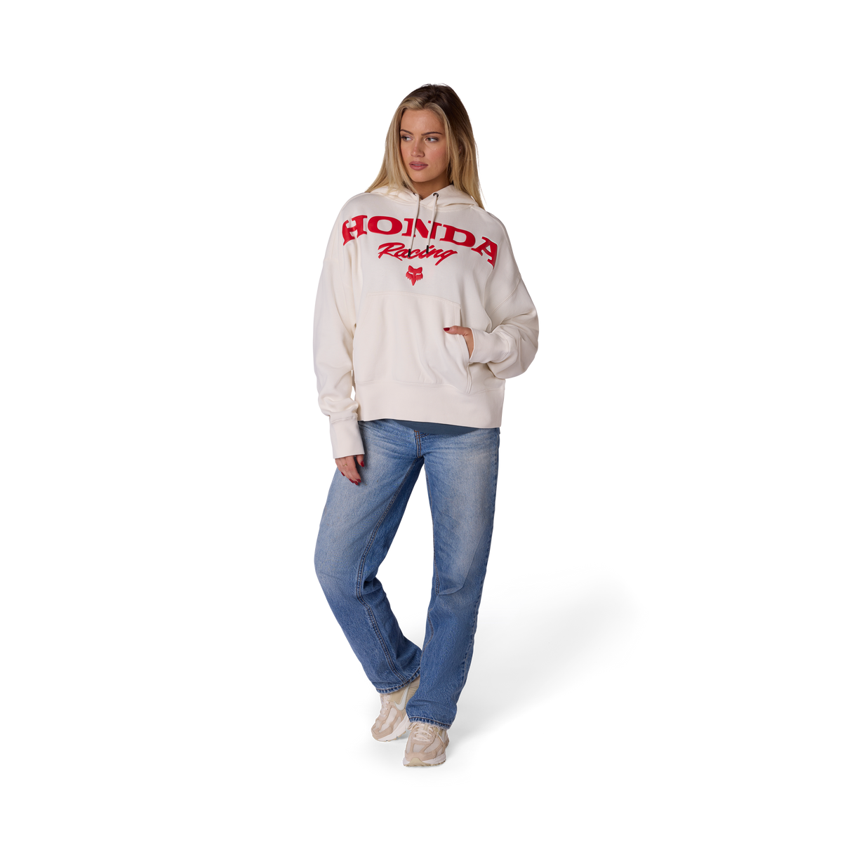 Fox Racing Womens Honda Pullover Hoodie Off White