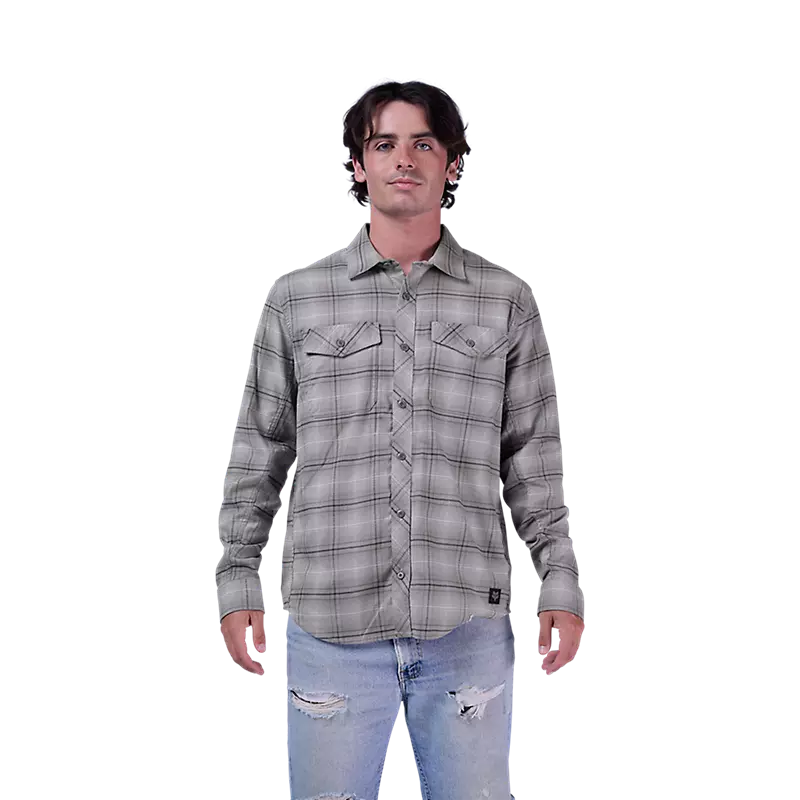 Fox Racing Survivalist Stretch Flannel Long Sleeve Shirt Light Grey
