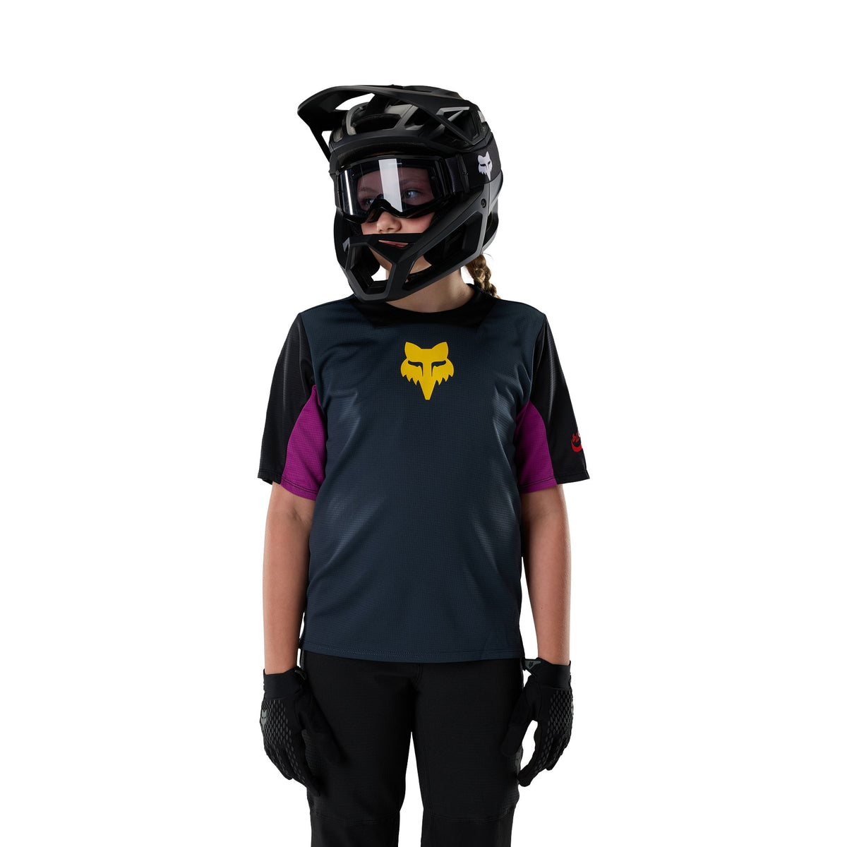 Fox Racing Youth Defend jersey met korte mouwen Creation Galaxy Blue
