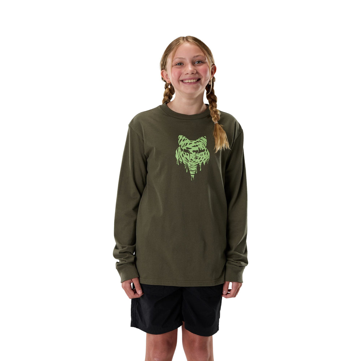 T-shirt à manches longues Fox Racing Youth Roughcut vert foncé