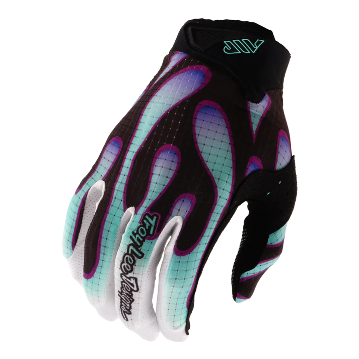 Troy Lee Designs Youth Air Gloves Overspray - Black/Real Teal