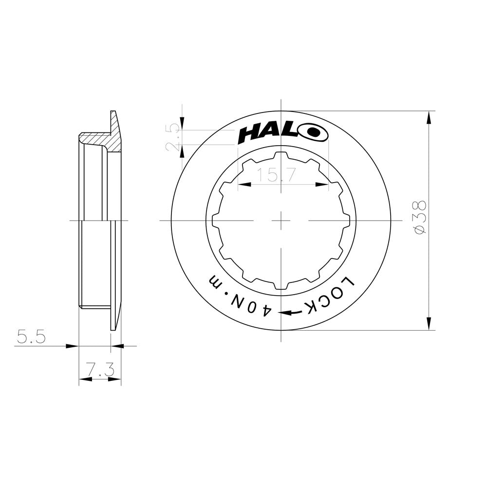 Bague de verrouillage de cassette HG Halo noire