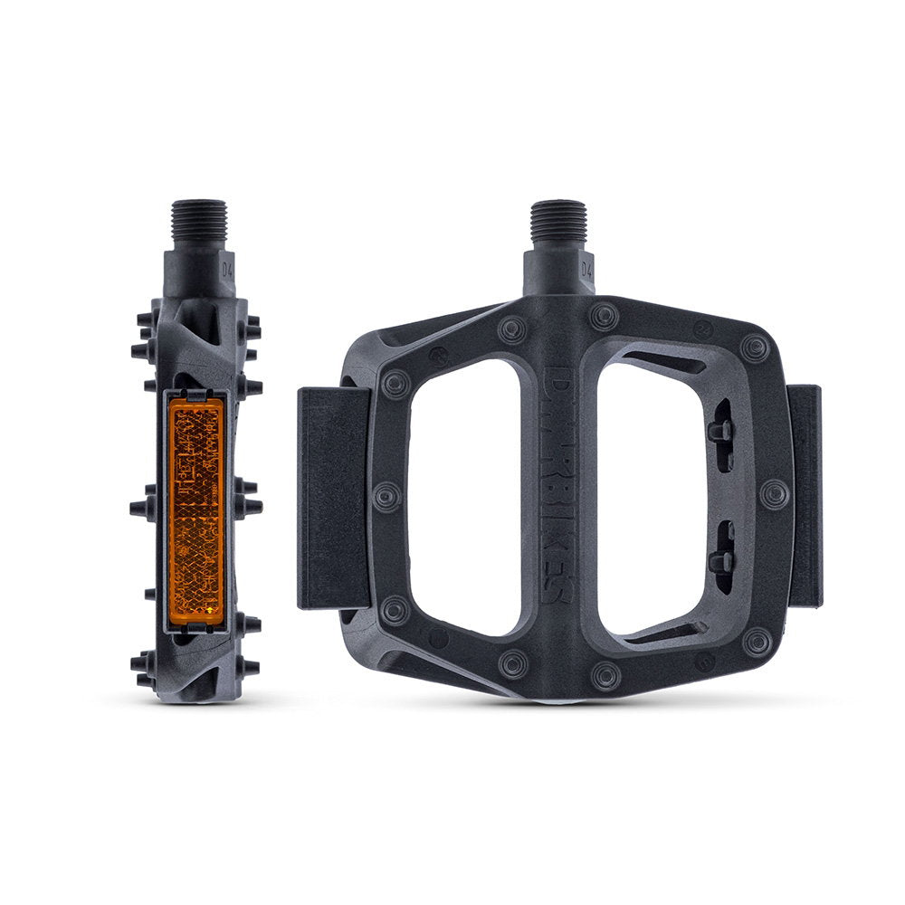 DMR - Pédale en plastique V6 - Axe Cro-Mo - Noir avec RÉFLECTEUR