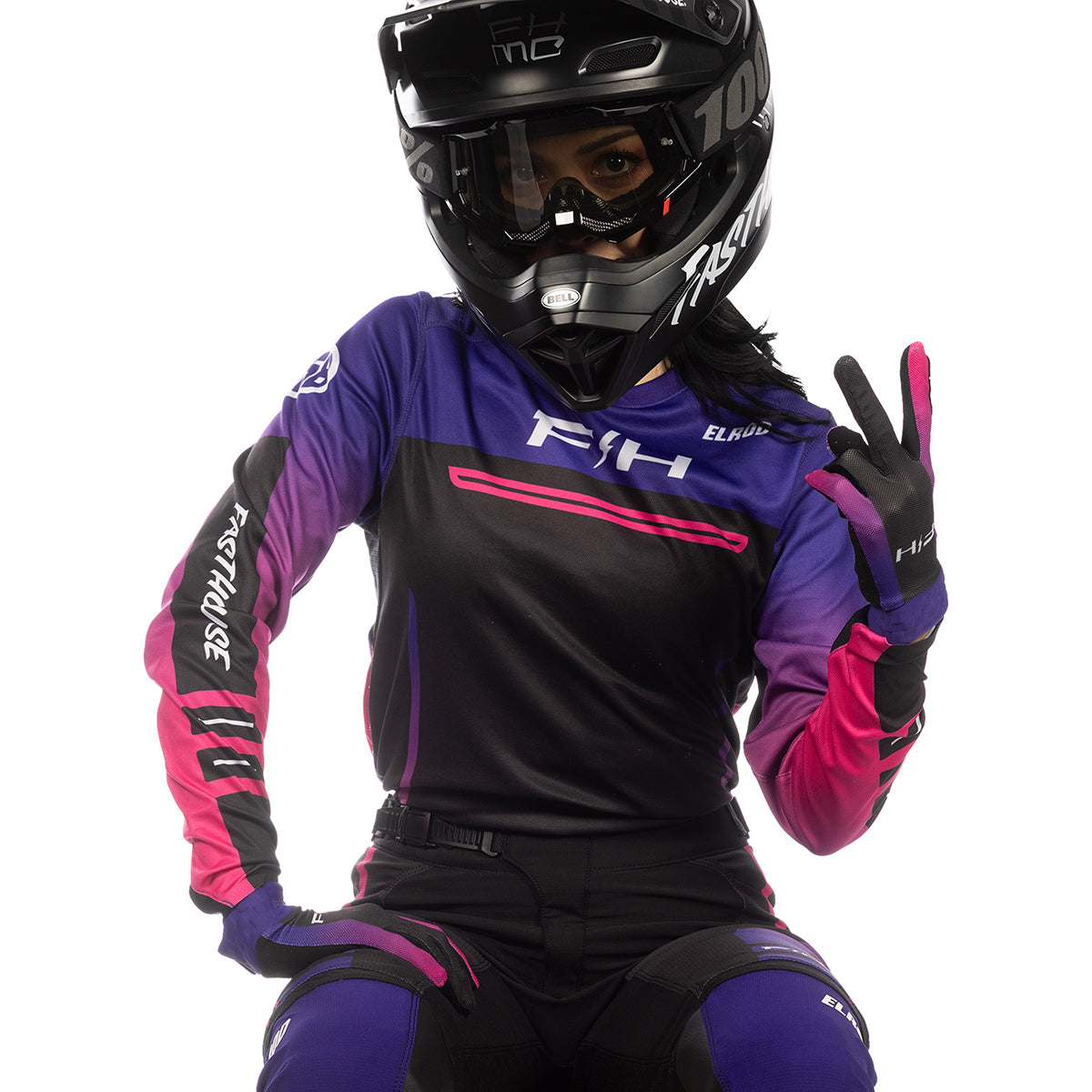 Fasthouse Elrod React Damen-Trikot – Electric Fuchsia/FH Purple