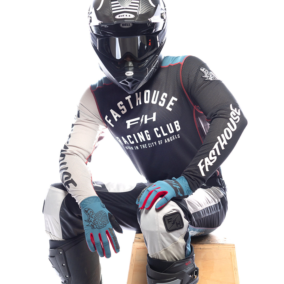 Fasthouse Grindhouse luftgekühltes Club-Trikot – Schwarz/Teal