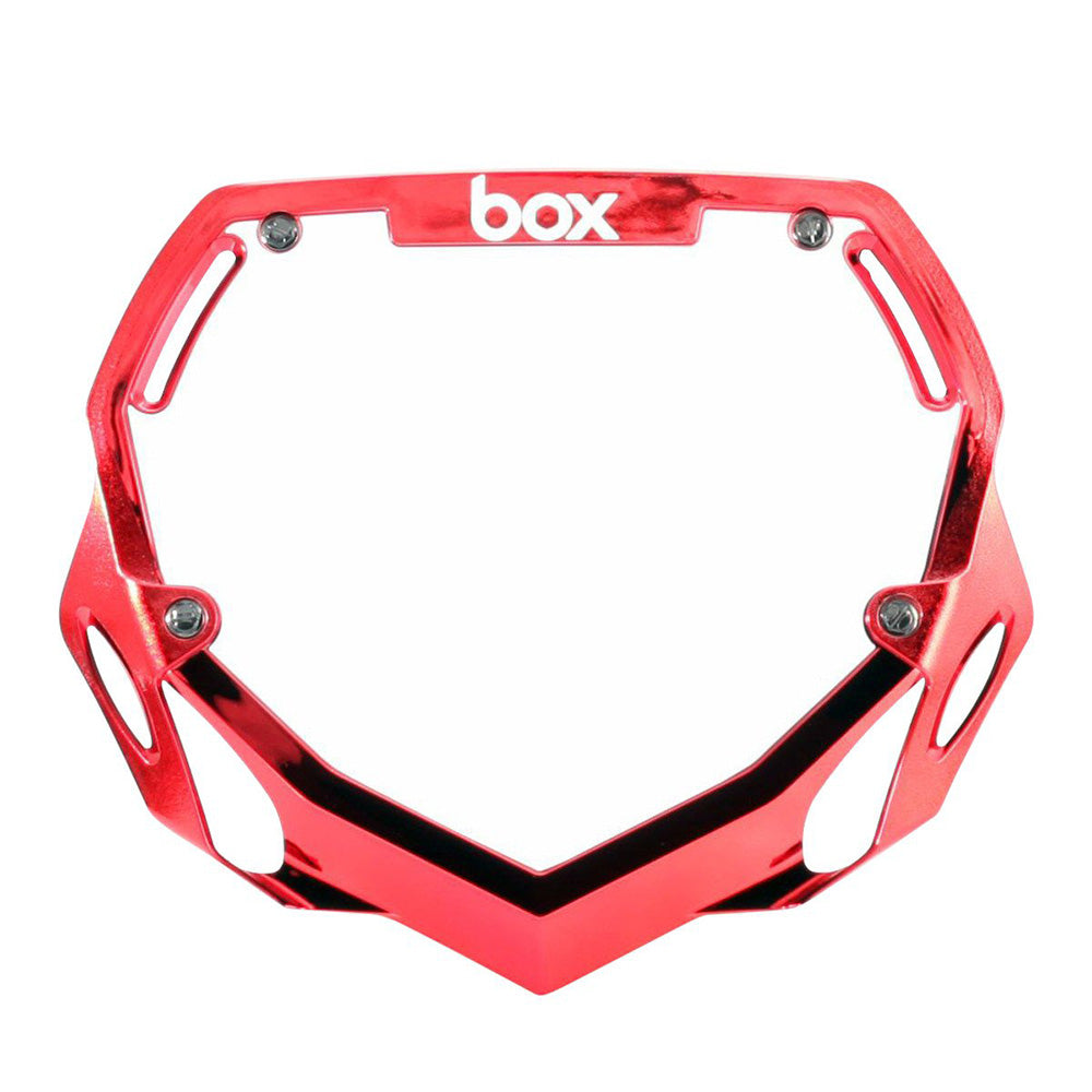 Placa de números cromada Box BMX Box Two - grande rojo cromado