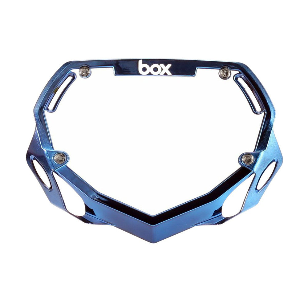 Plaque de numéro chromée Box BMX Box Two - petite, bleue chromée