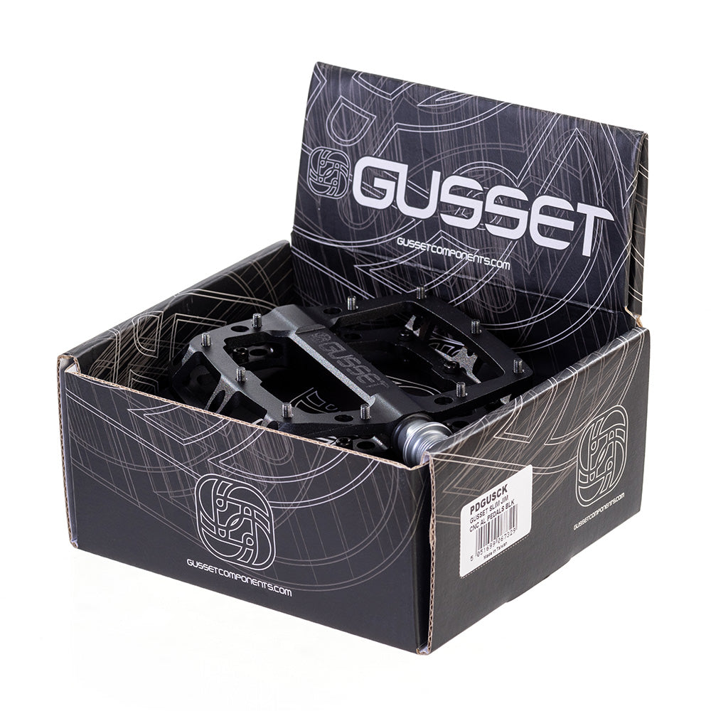 Gusset Components pedales CNC Slim Jim Stealth negros