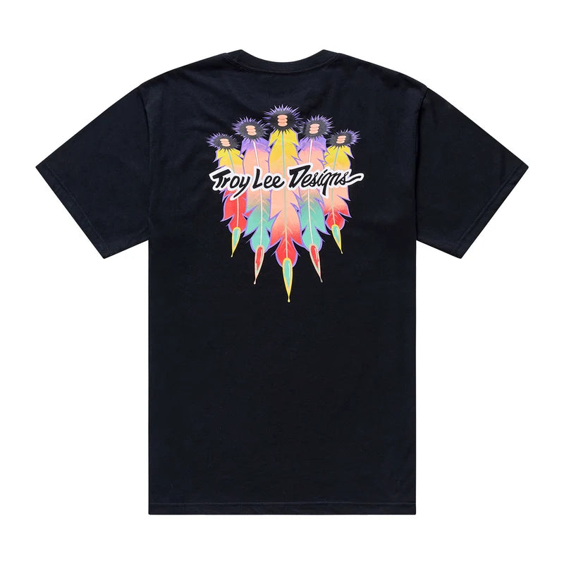 Troy Lee Designs Feathers Jugend Kurzarm-T-Shirt Feathers - Schwarz/Schwarz