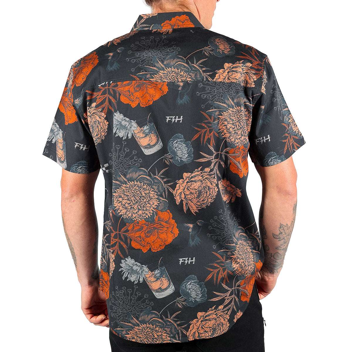 Camisa Fasthouse Scene abotonada - Negro Vintage