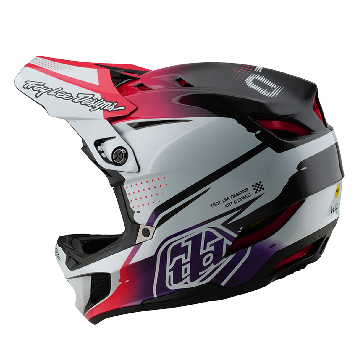 Troy Lee Designs D4 Carbon Helmet Drip White And Pink
