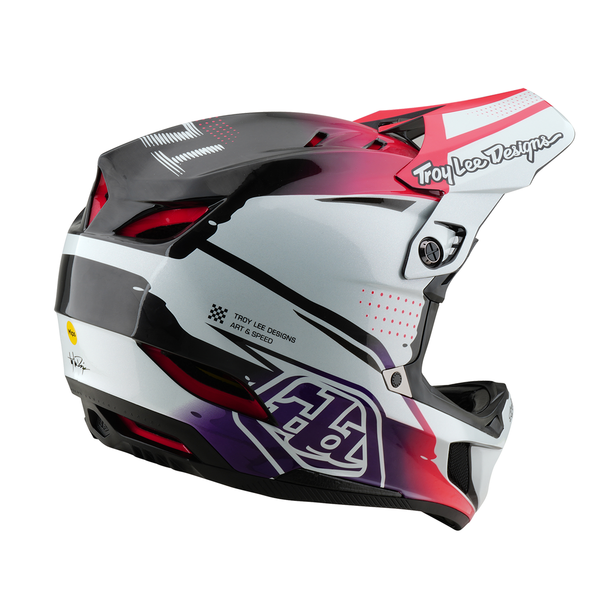 Troy Lee Designs D4 Carbon Helmet Drip White And Pink
