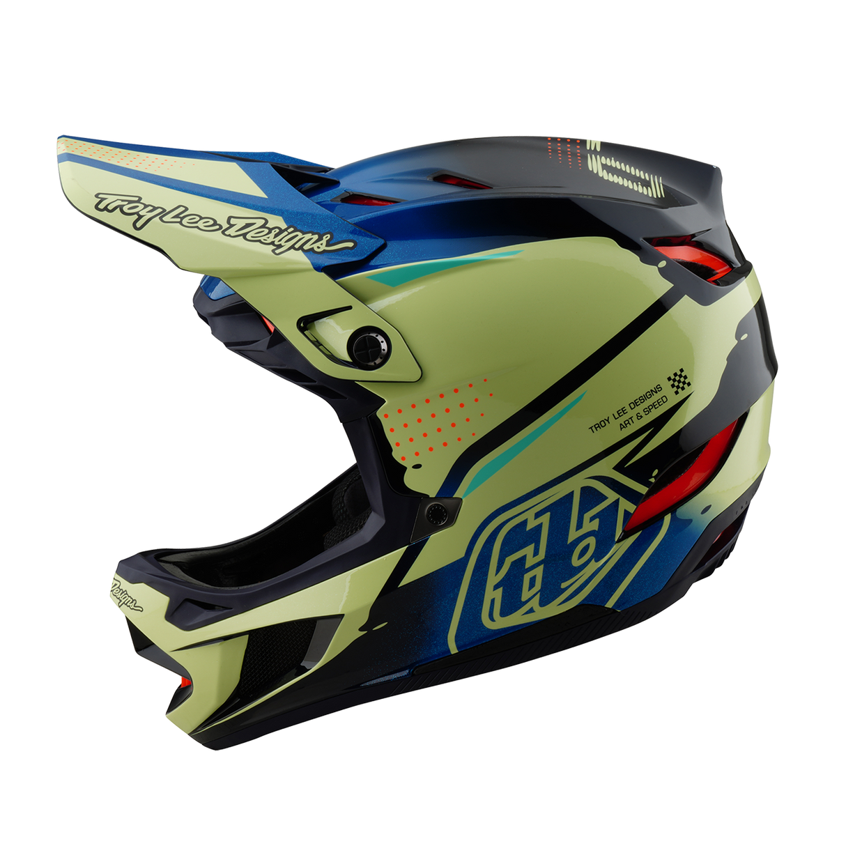 Casque composite Troy Lee Designs D4 Drip Glo Jaune