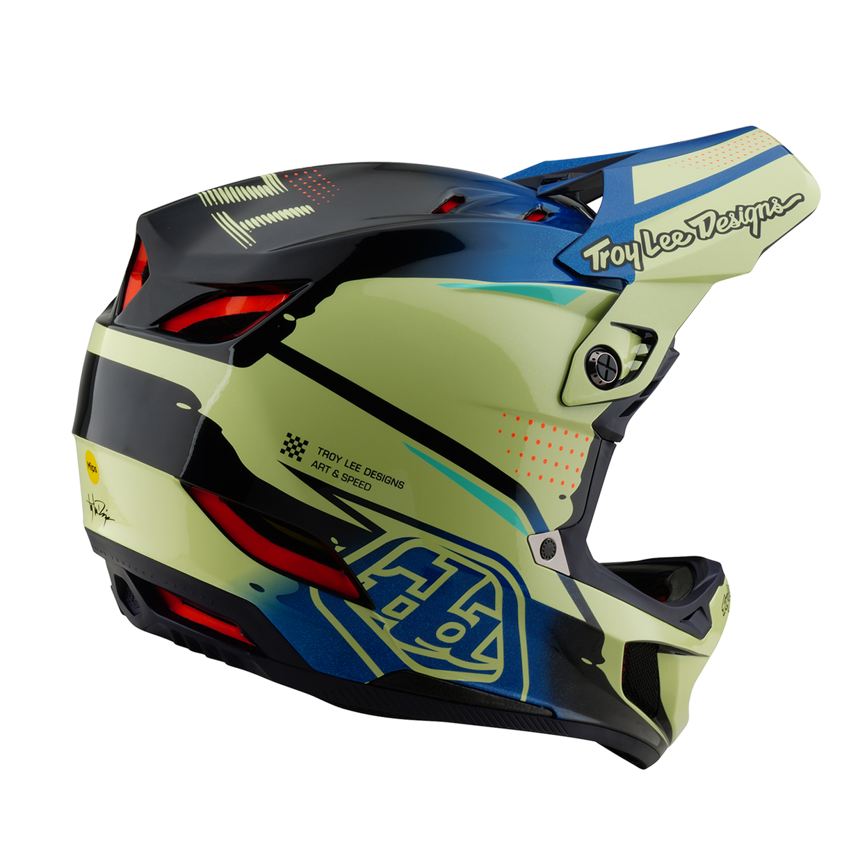 Casque composite Troy Lee Designs D4 Drip Glo Jaune