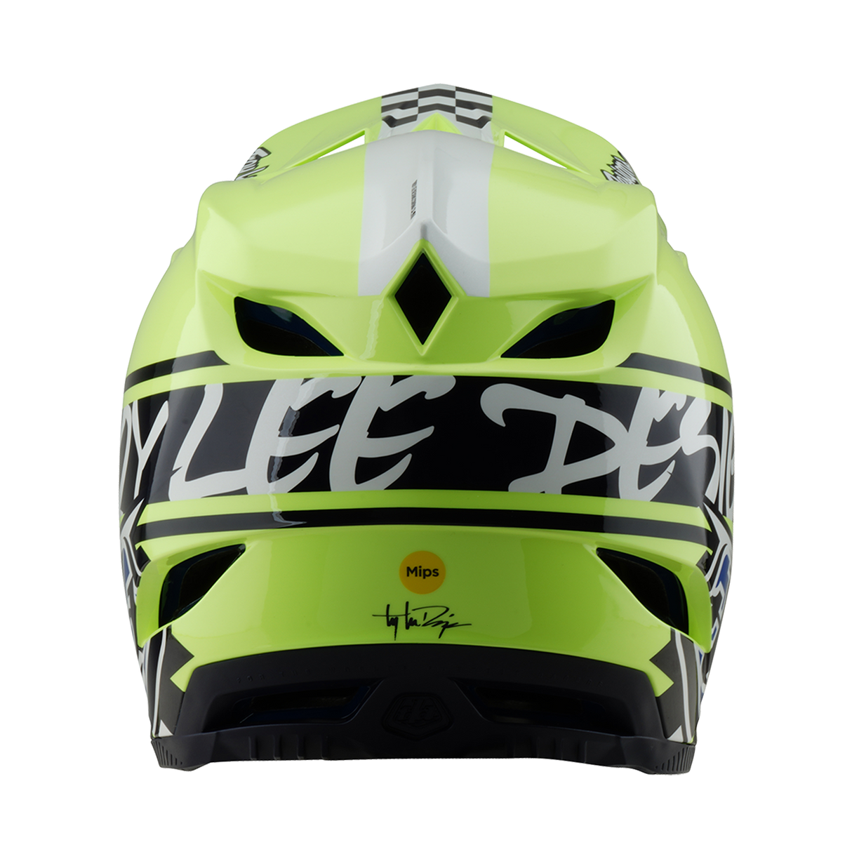 Casque Troy Lee Designs D4 en polyacrylite Fifty 50 bleu marine et jaune fluo