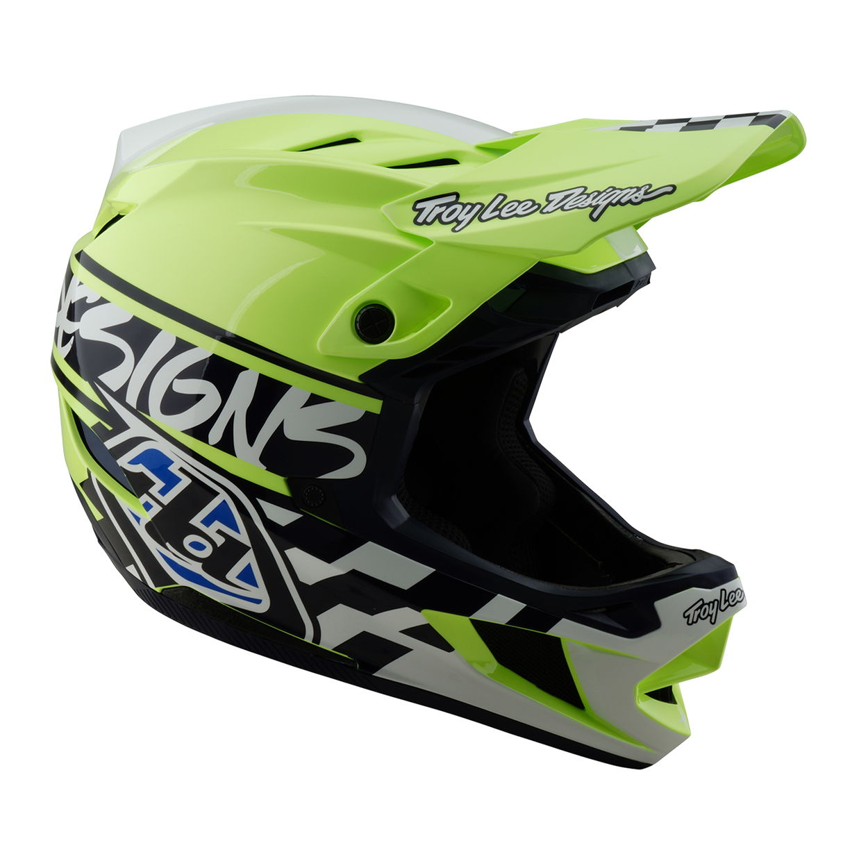 Casque Troy Lee Designs D4 en polyacrylite Fifty 50 bleu marine et jaune fluo