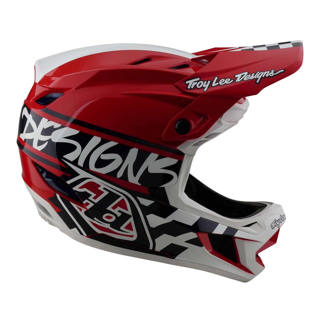 Casque Troy Lee Designs D4 Polyacrylite Fifty 50 Blanc et Rouge