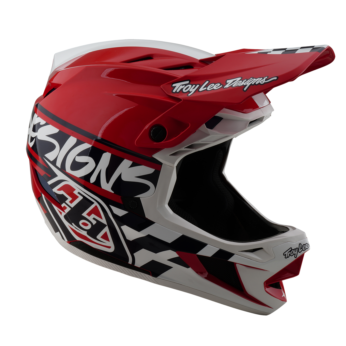 Casque Troy Lee Designs D4 Polyacrylite Fifty 50 Blanc et Rouge