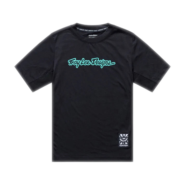 Troy Lee Designs Jersey de Manga Corta Juvenil Skyline Ride Signature - Negro/Real Teal