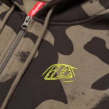 Troy Lee Designs Branded Zip Up Hoodie Olive Camo