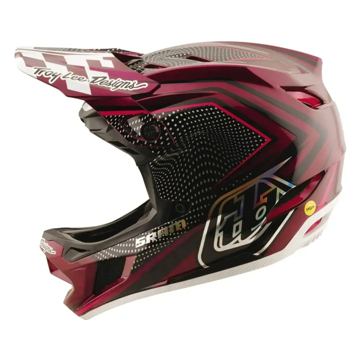 Casque Troy Lee Designs D4 Carbon Drip Blanc et Rose