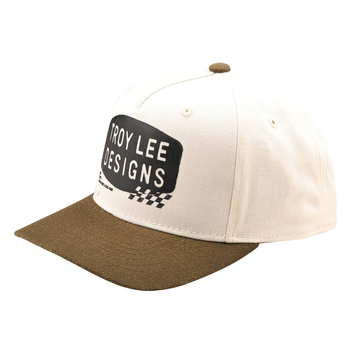Troy Lee Designs Curved Bill Snapback Cap Stamp - Vintage White/Olive