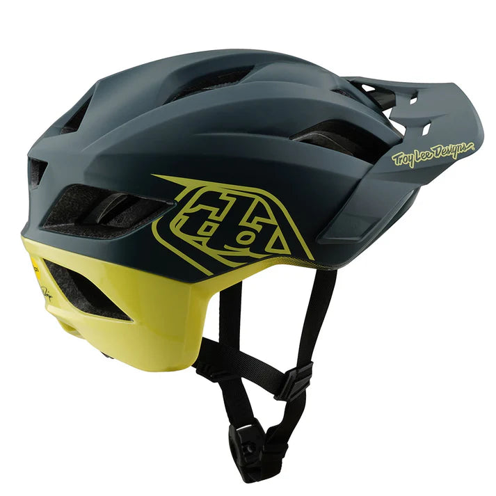 Troy Lee Designs Flowline SE MIPS Helmet Badge - Grey/Glo Yellow