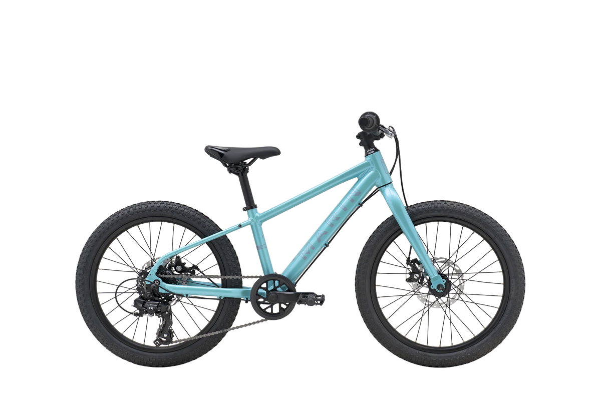 Marin Bayview Trail 20-Zoll-Kinder-Mountainbike mit Rädern in Blaugrün und Silber