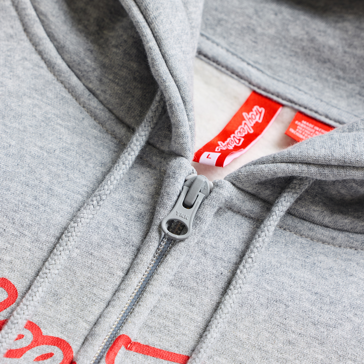 Troy Lee Designs Zip-Hoodie Signature Grau meliert/Rot