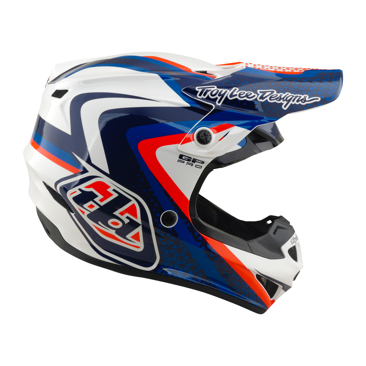 Troy Lee Designs GP Pro Helmet W/Mips Slides White And Blue