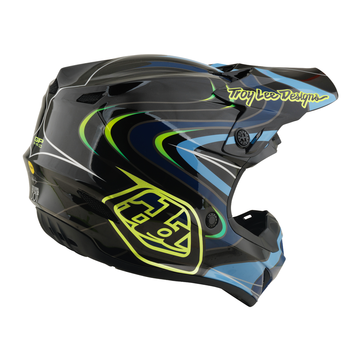 Troy Lee Designs Youth GP Pro Helmet W/Mips Pulse Black And Flo Yellow