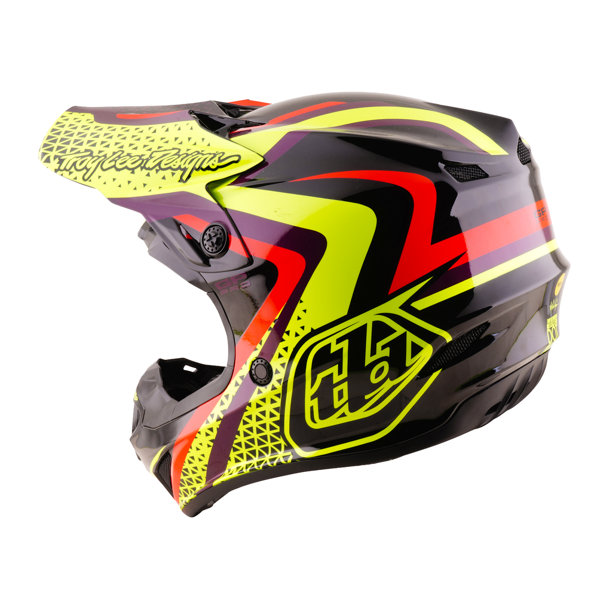 Troy Lee Designs Youth GP Pro Helmet W/Mips Pulse Black And Flo Yellow