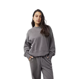 Fox Racing Women's Wordmark Oversized Fleece Crew Pewter