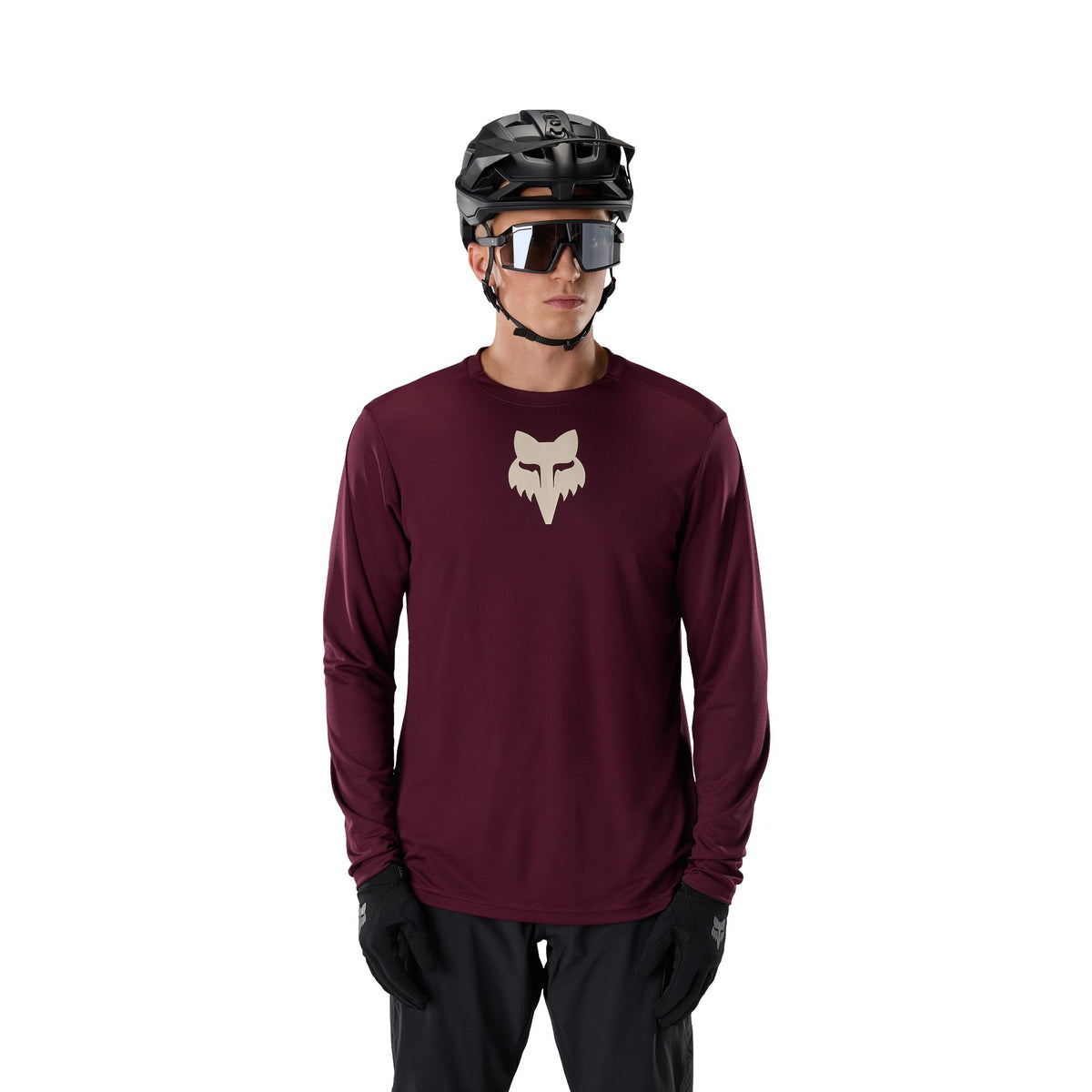 Maglia a maniche lunghe Fox Racing Ranger Fox Head Bordeaux Scuro