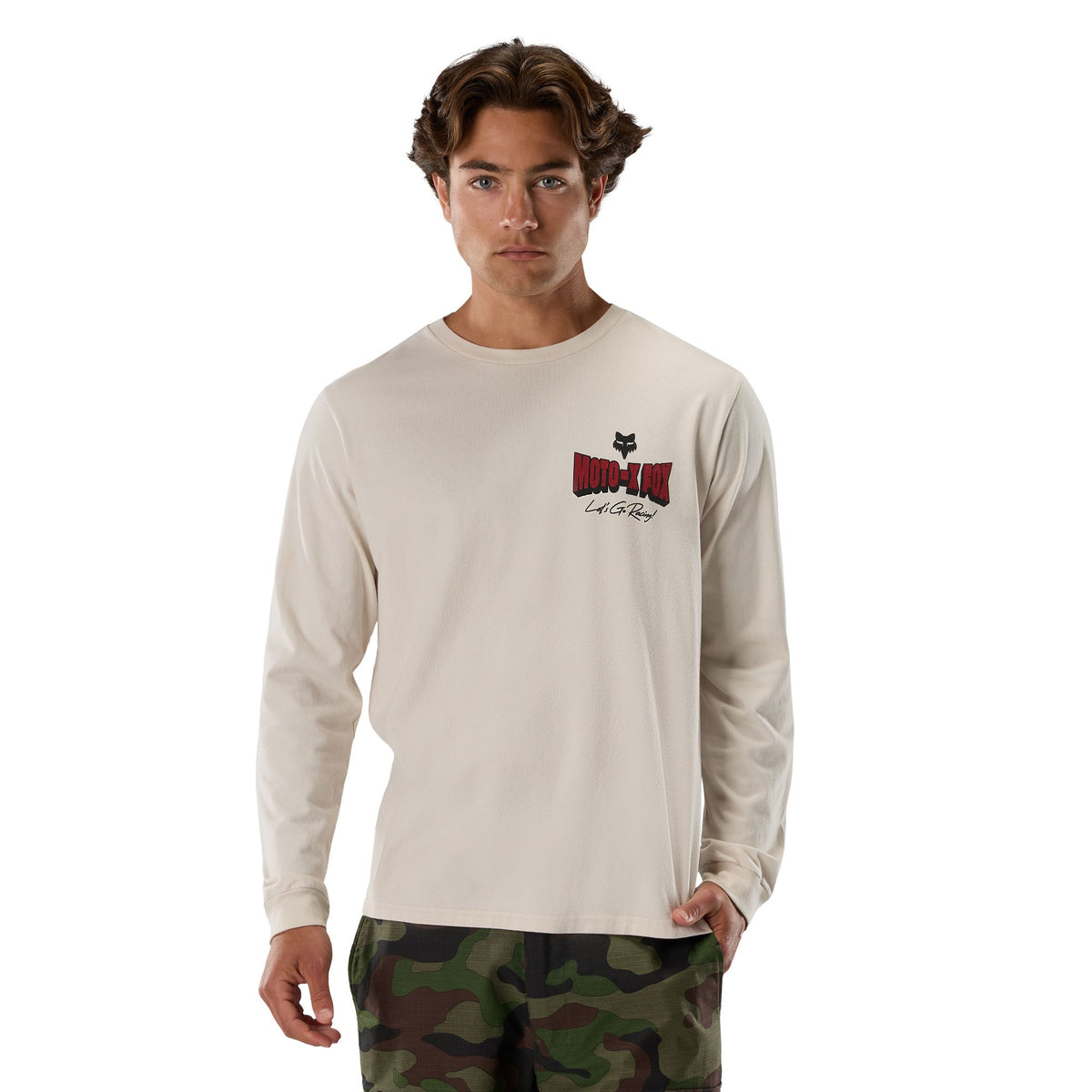 T-shirt à manches longues Fox Racing Go Race 195 Original craie