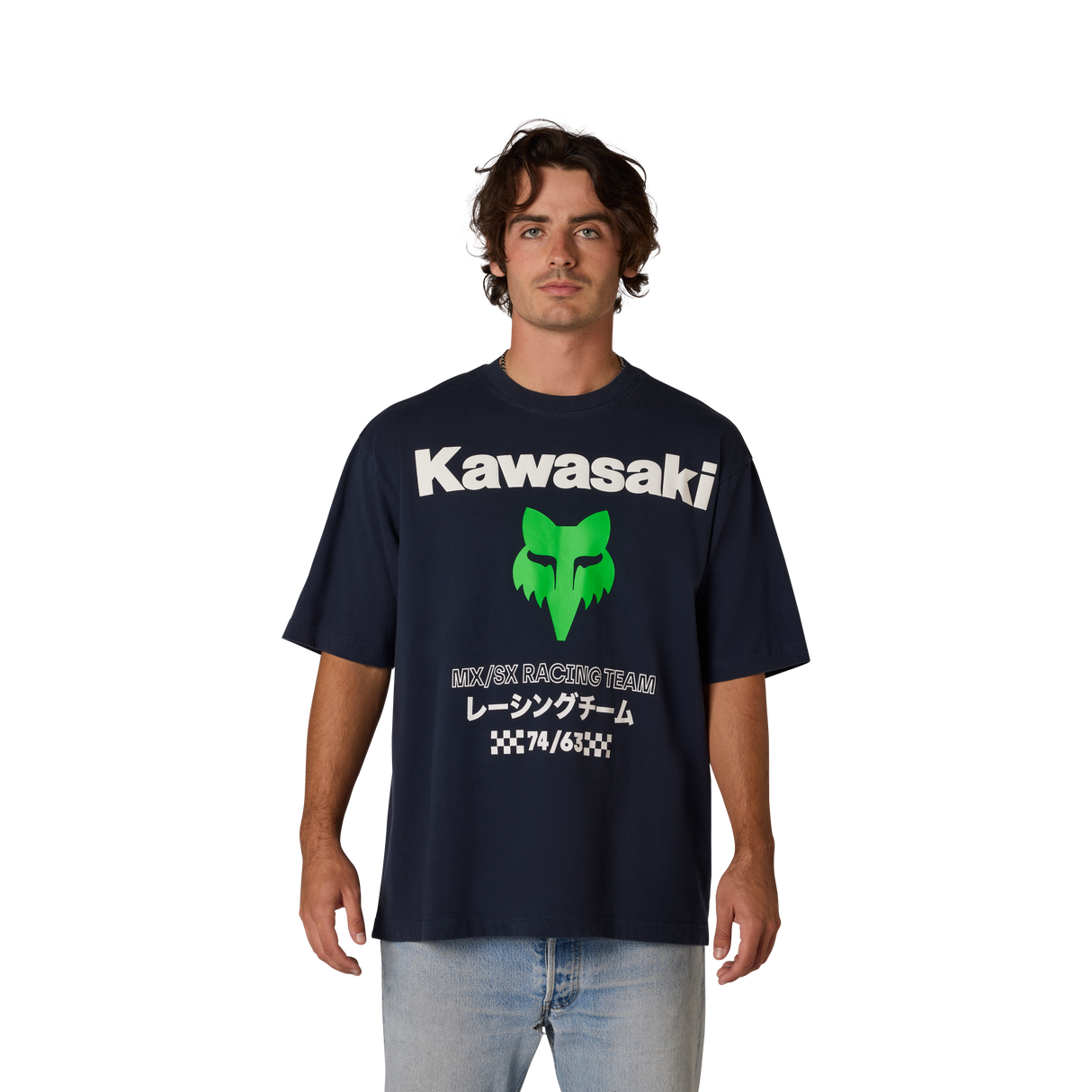Fox Racing Kawasaki Übergroßes T-Shirt Mitternacht