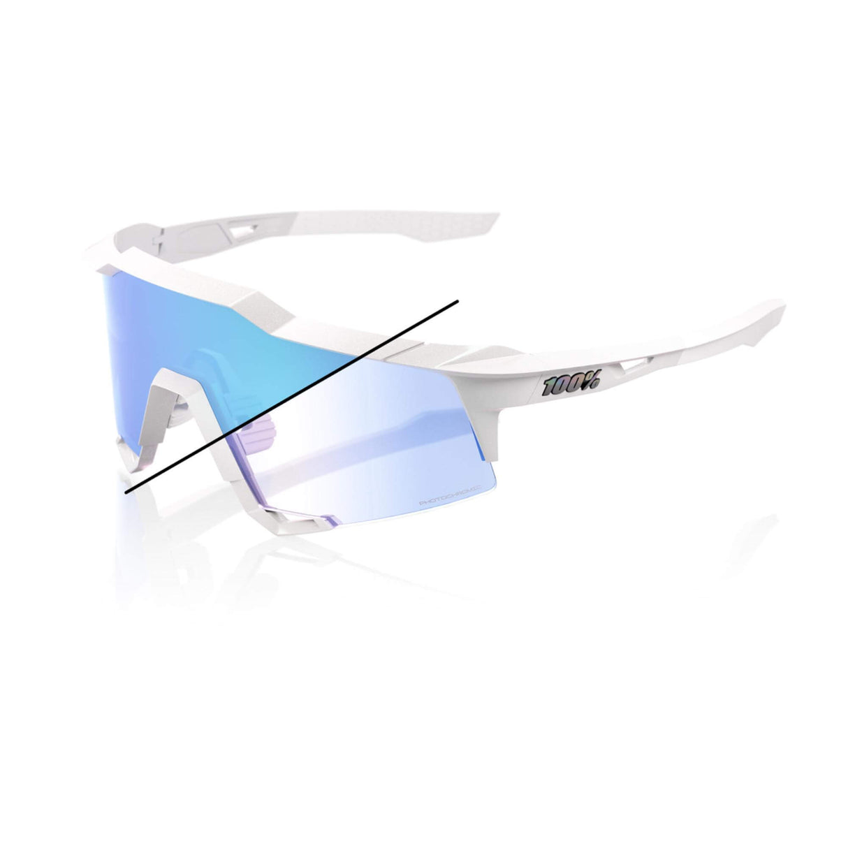 100% Speedcraft Bastille LE Glasses-Pearl White Glitter/Blue Mirror Photochromic
