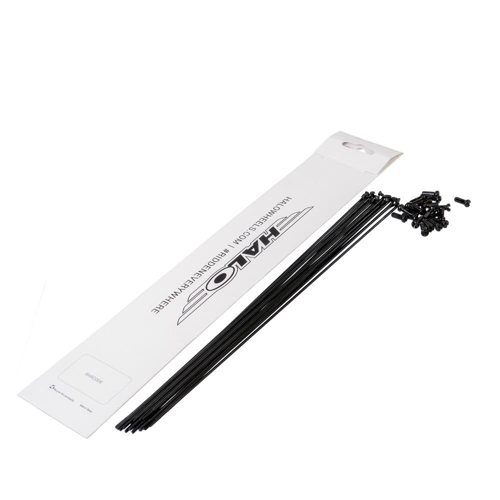 Halo schwarze doppelt konifizierte Speichen, 20er-Pack