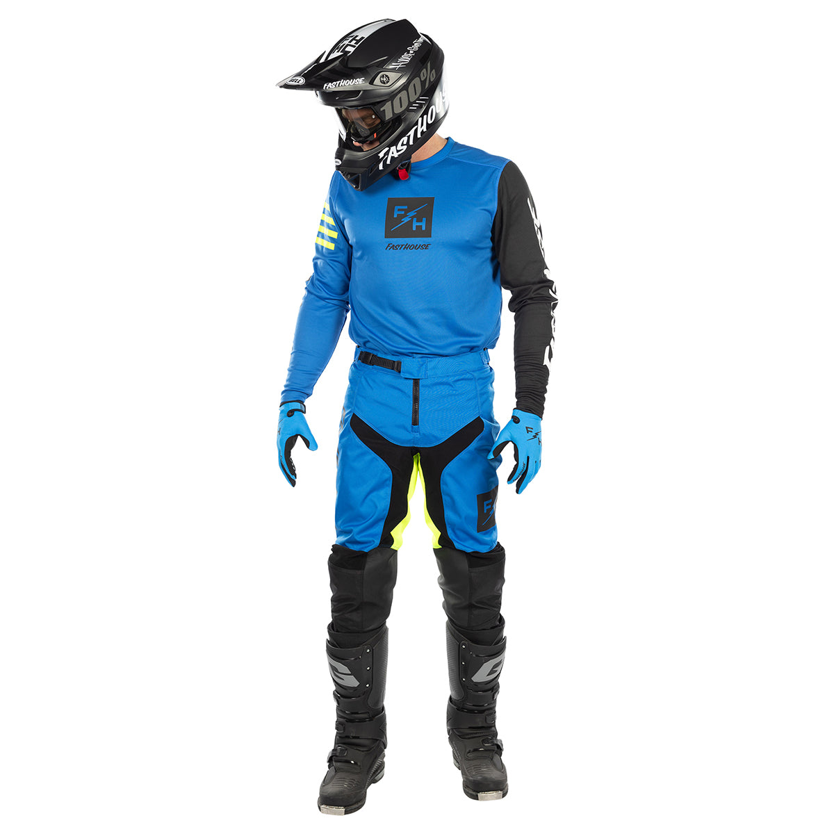 Pantalón Fasthouse Carbon Echo - Azul Eléctrico/Alta Visibilidad