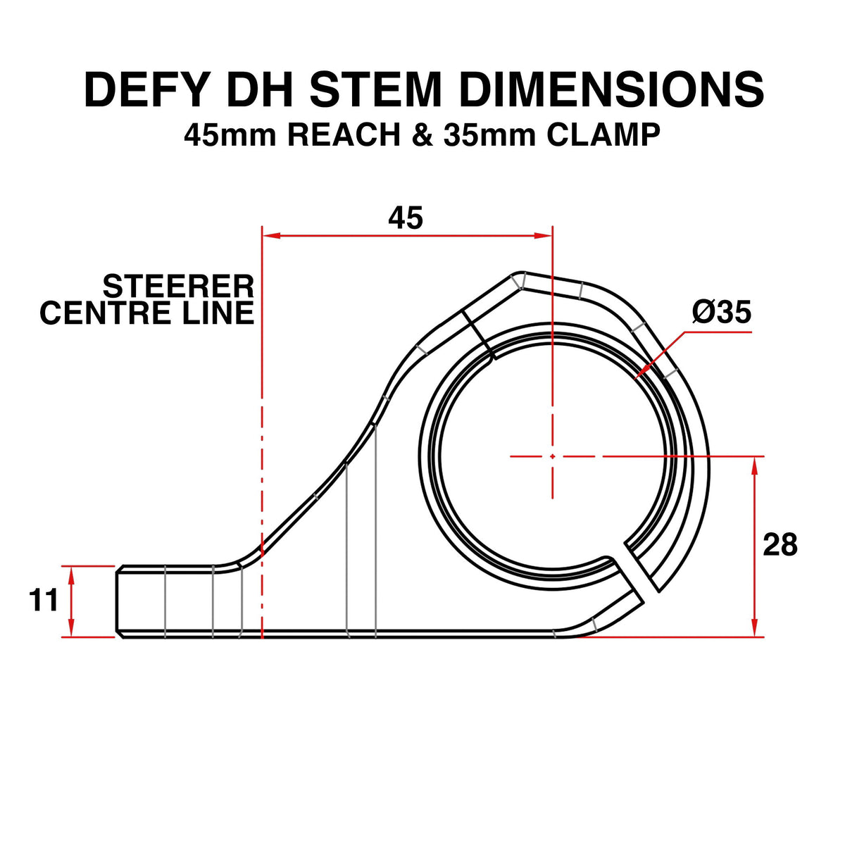 DMR - Potence DefyDH 45 mm - 35 mm - Noir