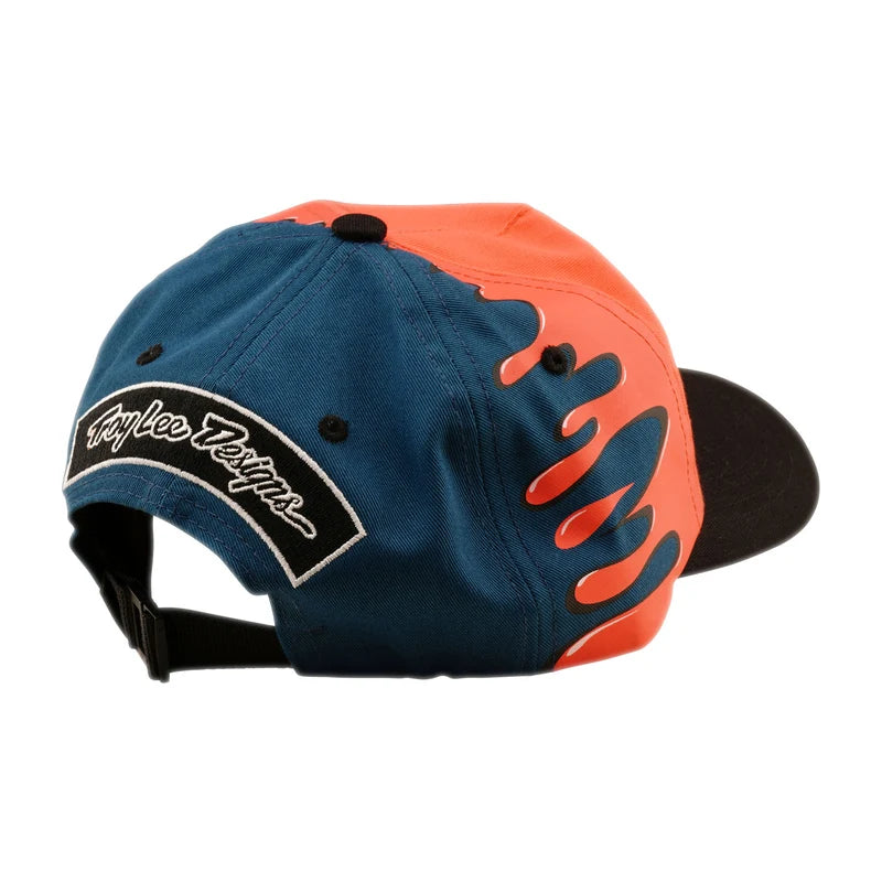 Troy Lee Designs Finish Line ongestructureerde gebogen snapbackpet koraalblauw
