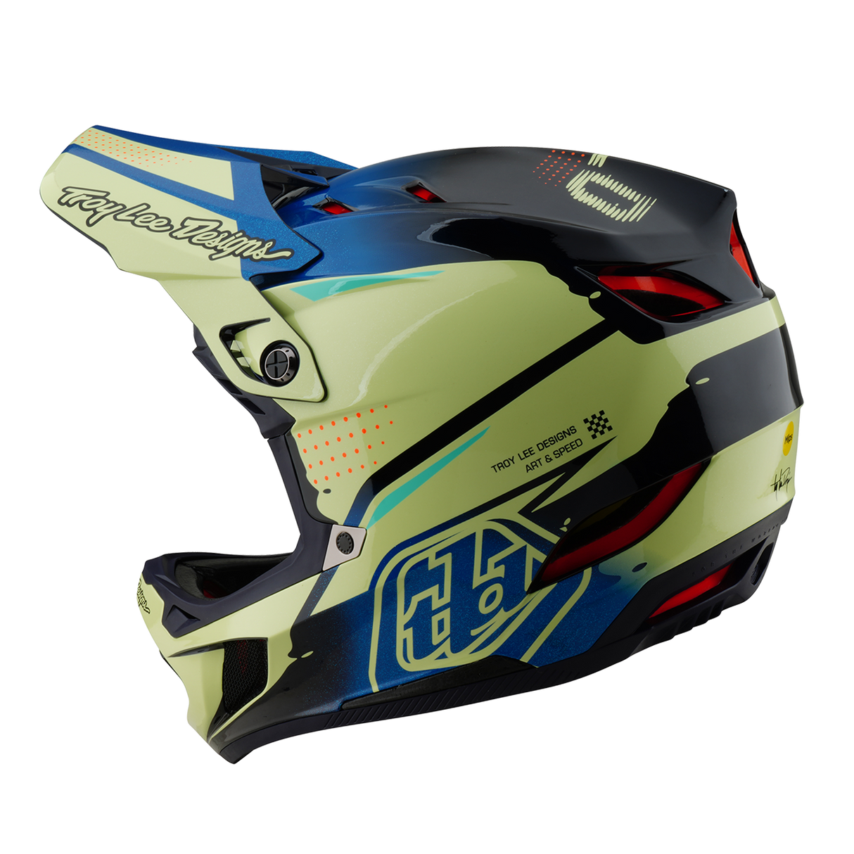 Casque composite Troy Lee Designs D4 Drip Glo Jaune