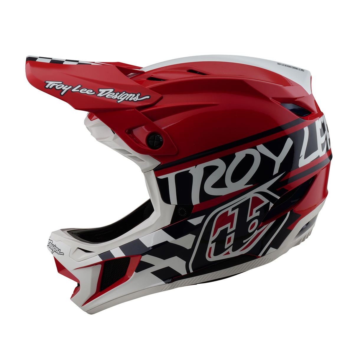 Casque Troy Lee Designs D4 Polyacrylite Fifty 50 Blanc et Rouge