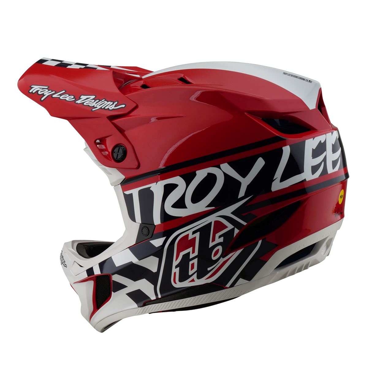Casque Troy Lee Designs D4 Polyacrylite Fifty 50 Blanc et Rouge