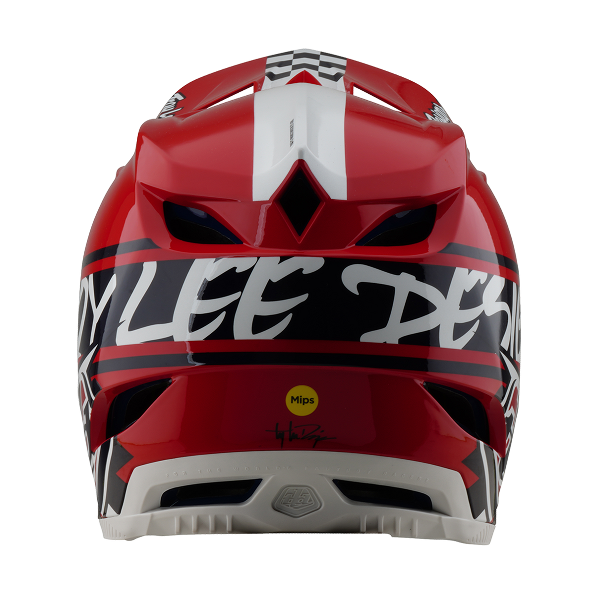 Casque Troy Lee Designs D4 Polyacrylite Fifty 50 Blanc et Rouge