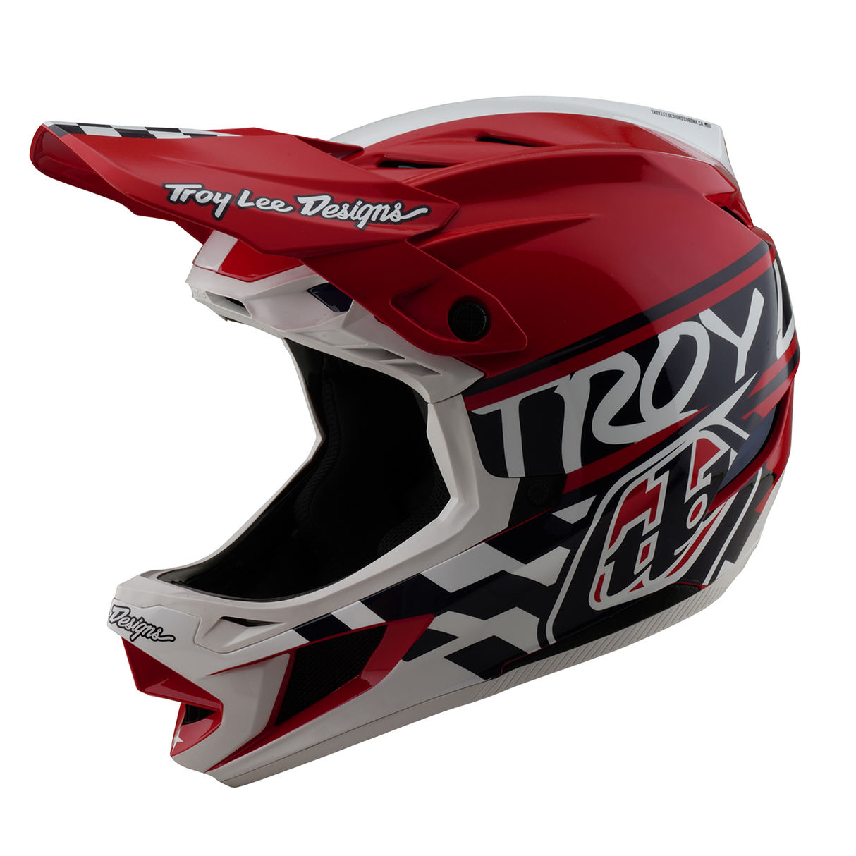 Casque Troy Lee Designs D4 Polyacrylite Fifty 50 Blanc et Rouge