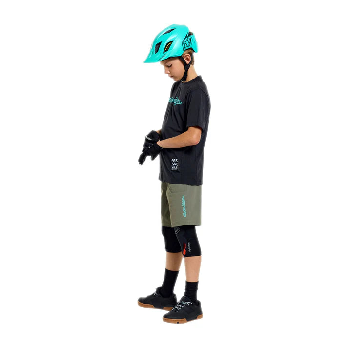 Troy Lee Designs Jersey de Manga Corta Juvenil Skyline Ride Signature - Negro/Real Teal