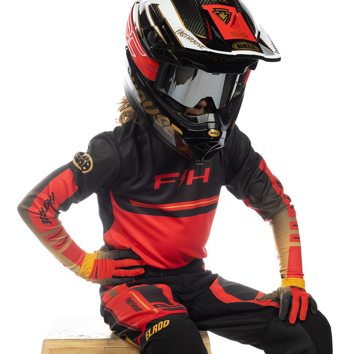 Fasthouse Elrod React Jugendtrikot – Racing Rot/Schwarz